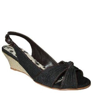 Rafe New York Rachel Women's Denim Wedge Sandal Shoe US 8 / EU 38